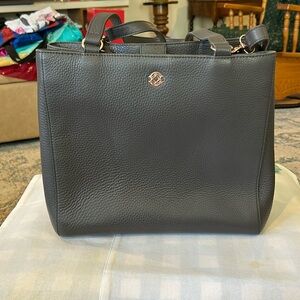 Dagne DoverGraphite Allyn leatherTote rose, colored hardware and removable strap